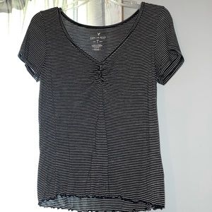 Black and white striped American eagle top